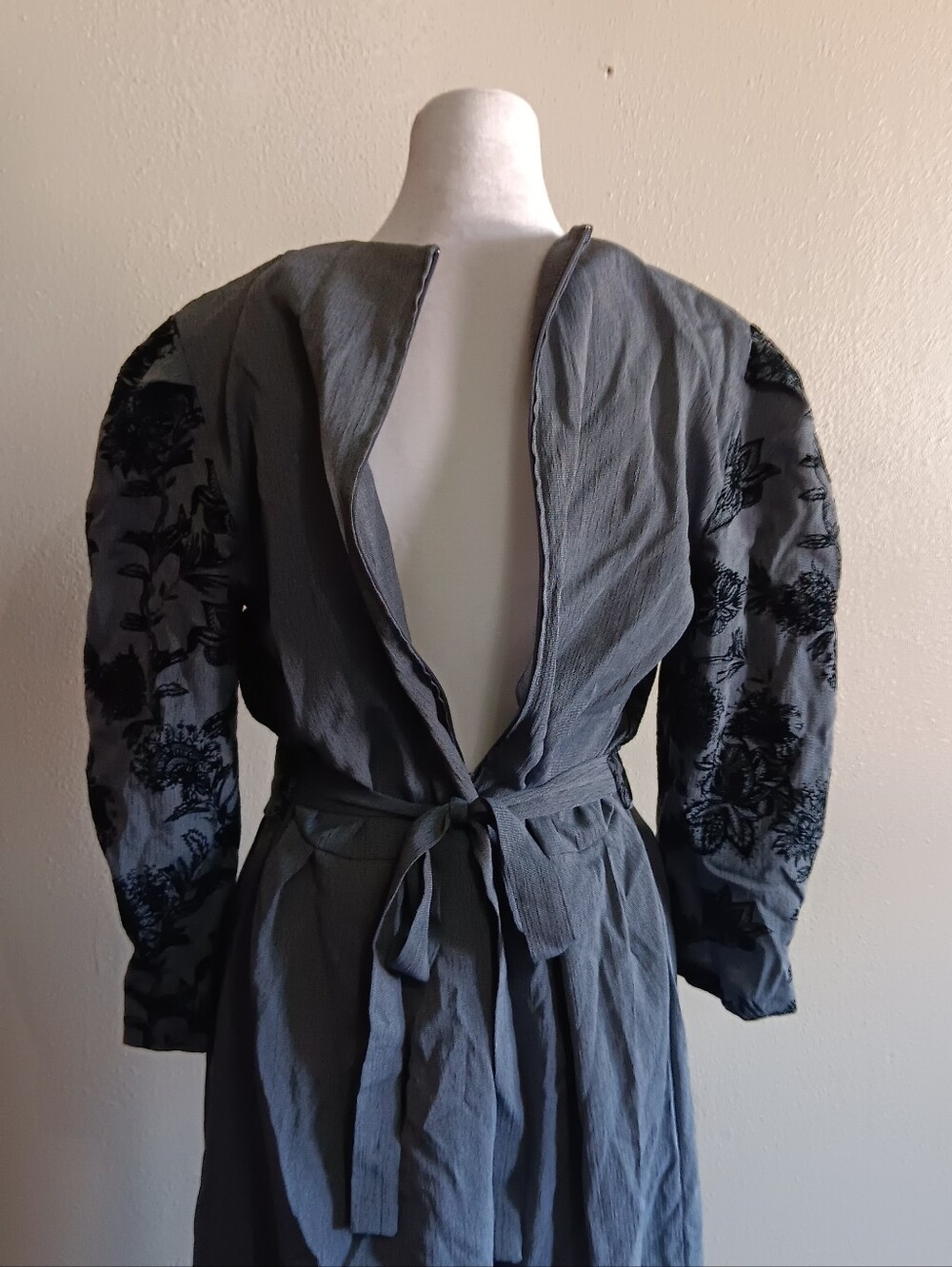 Vintage Academia Miss Dorby Velvet Burnout Black & Gray Maxi Dress Womens Sz 8 - Picture 6 of 13